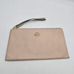 Michael Kors Fulton Women's Pebbled Leather Zip Wristlet Clutch Wallet Pink
